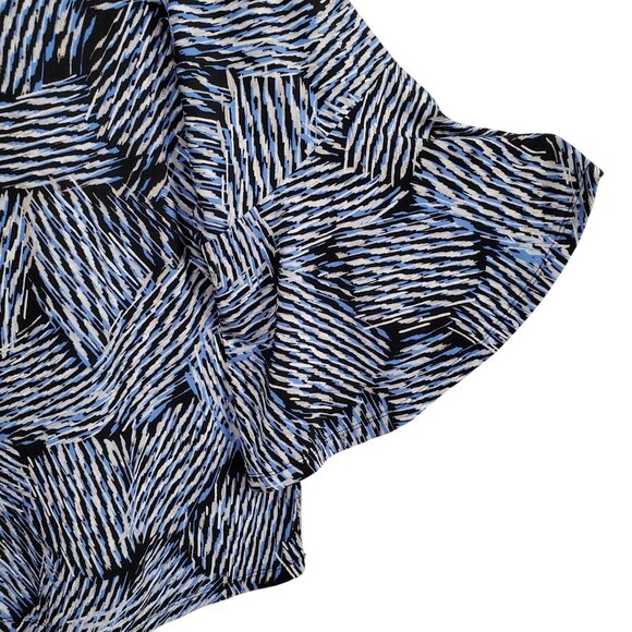 Kasper 3X Blouse Pullover Abstract Swirl Bell Sleeve Stretch Dressy Event Silver - Picture 7 of 13